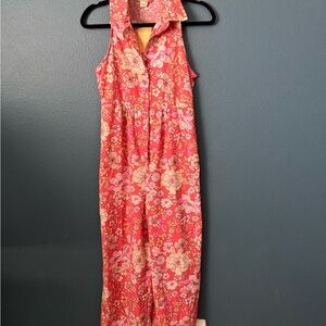 Sleeveless Floral Jumpsuit - Pink Floral